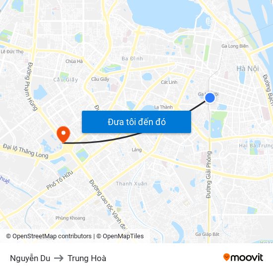 Nguyễn Du to Trung Hoà map