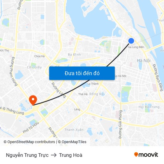 Nguyễn Trung Trực to Trung Hoà map