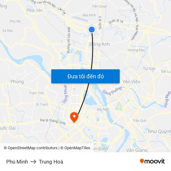 Phú Minh to Trung Hoà map