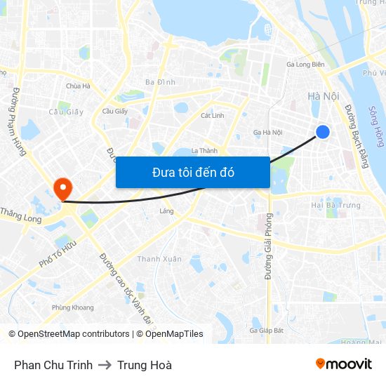 Phan Chu Trinh to Trung Hoà map