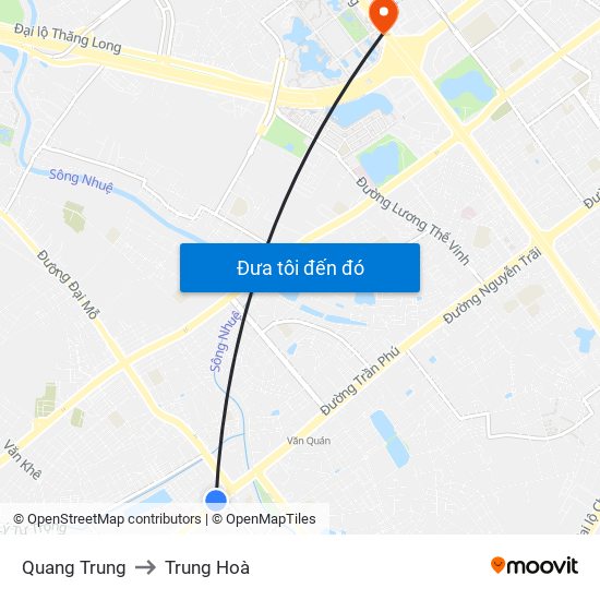 Quang Trung to Trung Hoà map