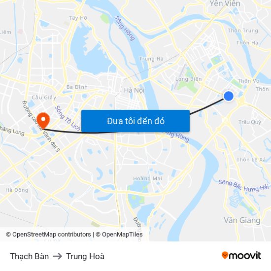 Thạch Bàn to Trung Hoà map