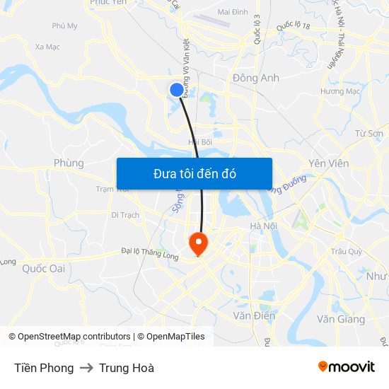 Tiền Phong to Trung Hoà map