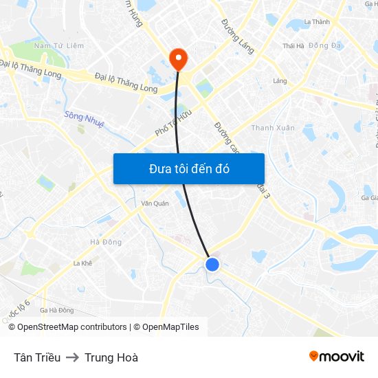 Tân Triều to Trung Hoà map