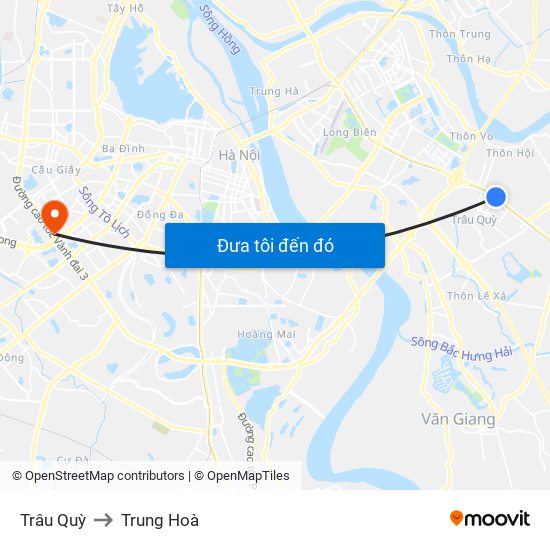 Trâu Quỳ to Trung Hoà map