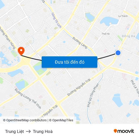 Trung Liệt to Trung Hoà map