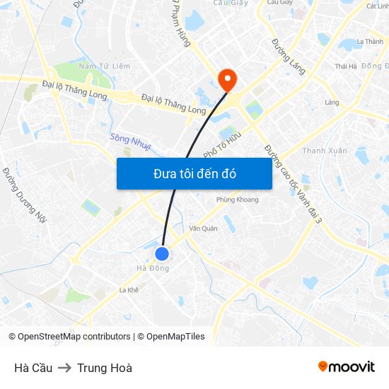 Hà Cầu to Trung Hoà map