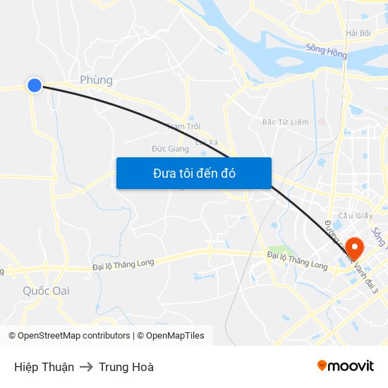 Hiệp Thuận to Trung Hoà map