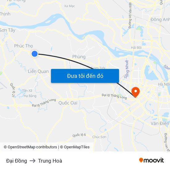 Đại Đồng to Trung Hoà map