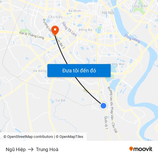 Ngũ Hiệp to Trung Hoà map