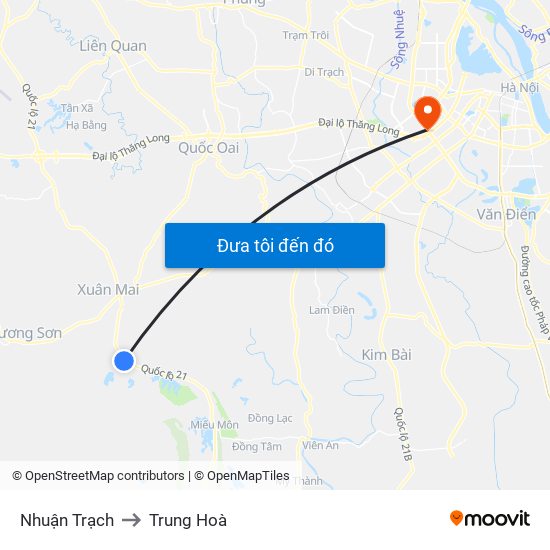 Nhuận Trạch to Trung Hoà map