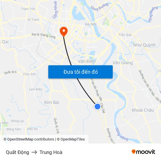 Quất Động to Trung Hoà map