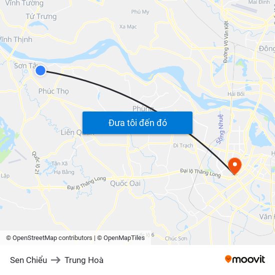 Sen Chiểu to Trung Hoà map