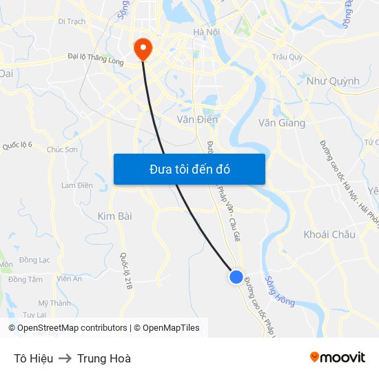 Tô Hiệu to Trung Hoà map