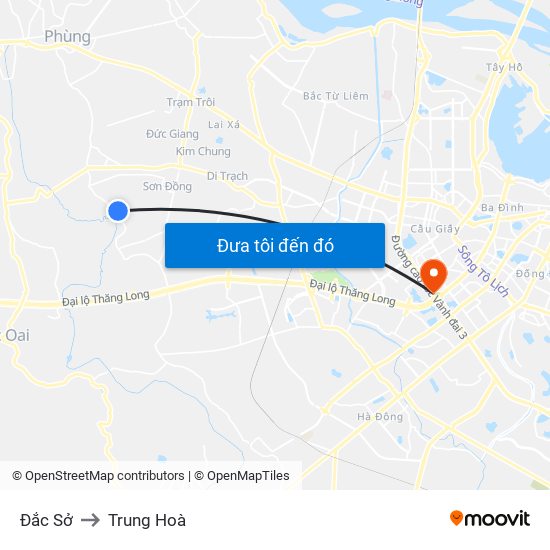 Đắc Sở to Trung Hoà map