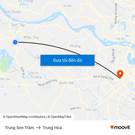 Trung Sơn Trầm to Trung Hoà map