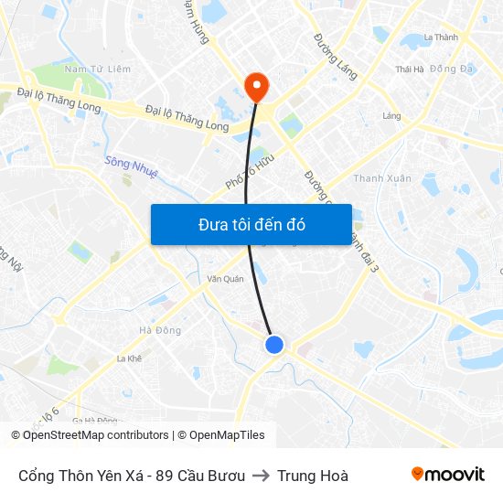 Cổng Thôn Yên Xá - 89 Cầu Bươu to Trung Hoà map