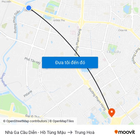 Nhà Ga Cầu Diễn - Hồ Tùng Mậu to Trung Hoà map