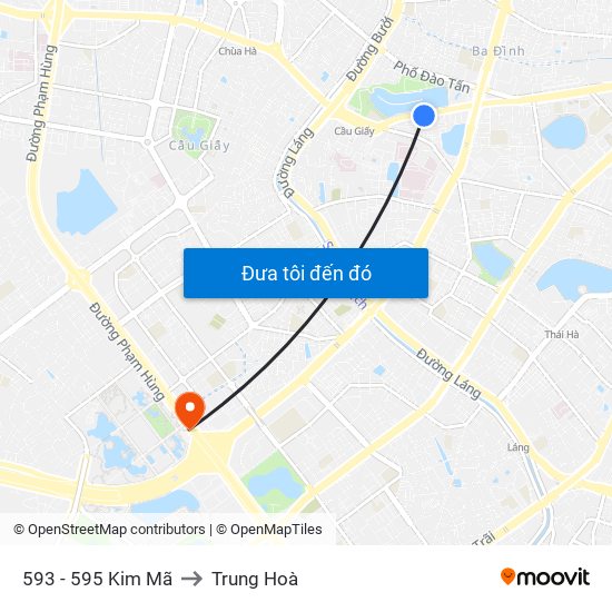 593 - 595 Kim Mã to Trung Hoà map
