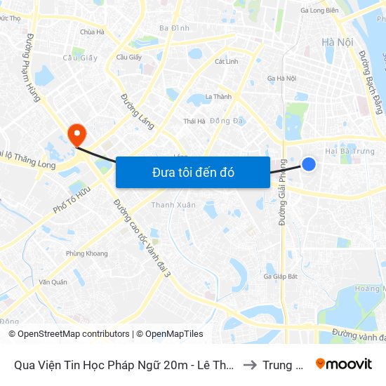 Qua Viện Tin Học Pháp Ngữ 20m - Lê Thanh Nghị to Trung Hoà map