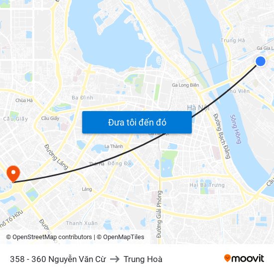 358 - 360 Nguyễn Văn Cừ to Trung Hoà map