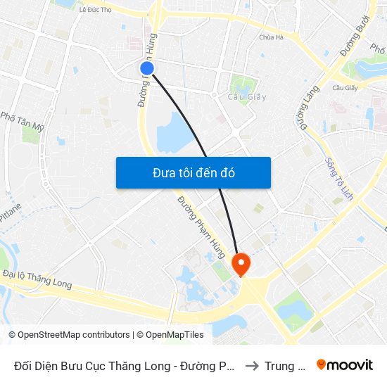 Đối Diện Bưu Cục Thăng Long - Đường Phạm Hùng to Trung Hoà map