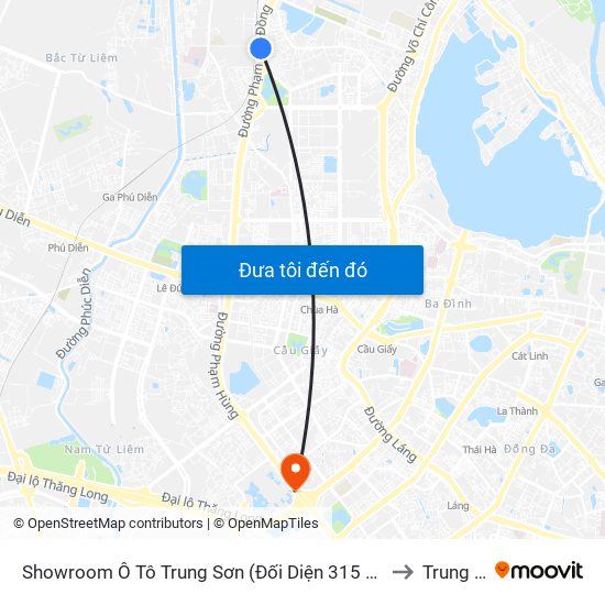 Showroom Ô Tô Trung Sơn (Đối Diện 315 Phạm Văn Đồng) to Trung Hoà map