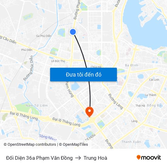 Đối Diện 36a Phạm Văn Đồng to Trung Hoà map