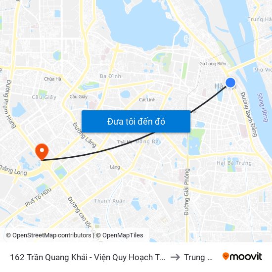 162 Trần Quang Khải - Viện Quy Hoạch Thủy Lợi to Trung Hoà map