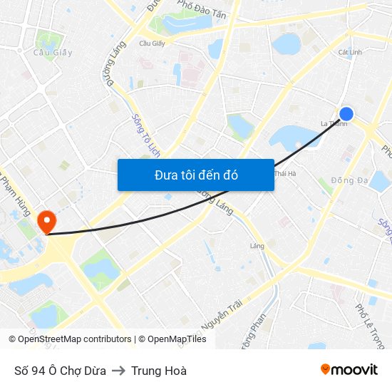 Số 94 Ô Chợ Dừa to Trung Hoà map