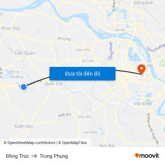 Đồng Trúc to Trung Phụng map