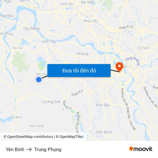 Yên Bình to Trung Phụng map