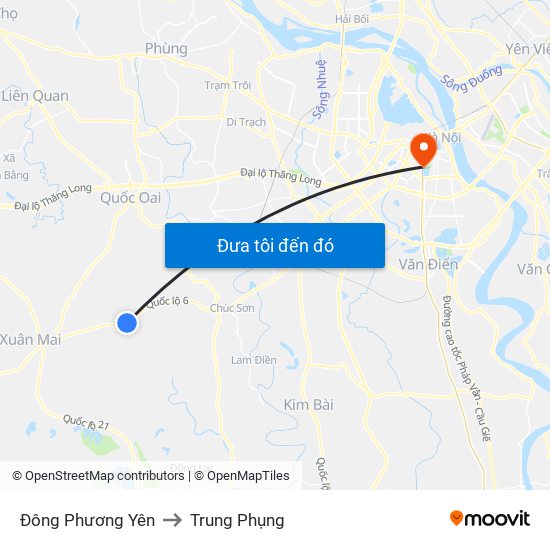 Đông Phương Yên to Trung Phụng map