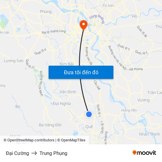 Đại Cường to Trung Phụng map