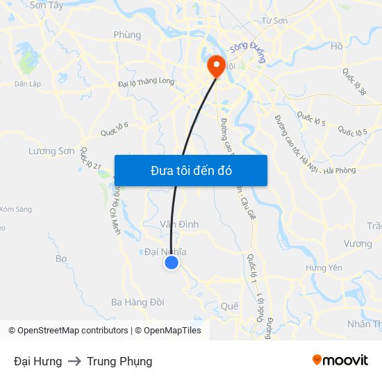 Đại Hưng to Trung Phụng map