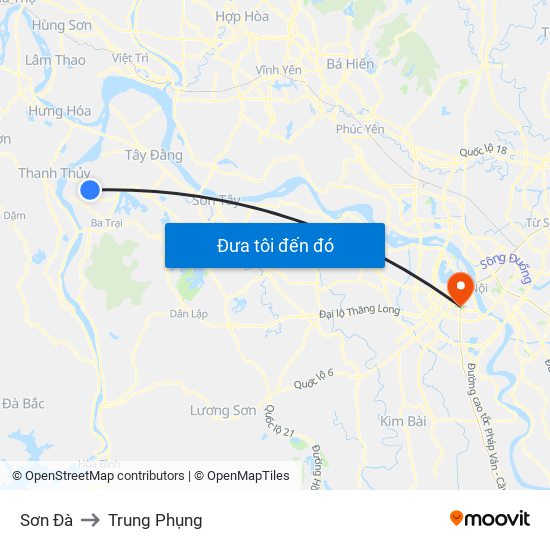 Sơn Đà to Trung Phụng map