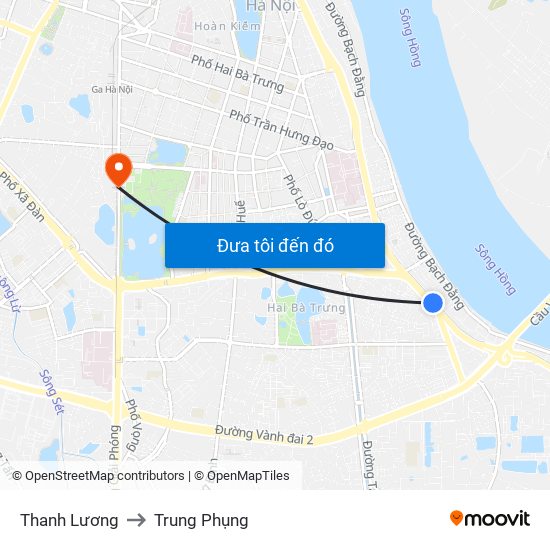 Thanh Lương to Trung Phụng map