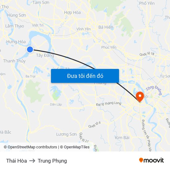 Thái Hòa to Trung Phụng map