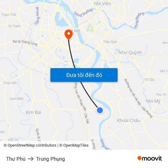 Thư Phú to Trung Phụng map