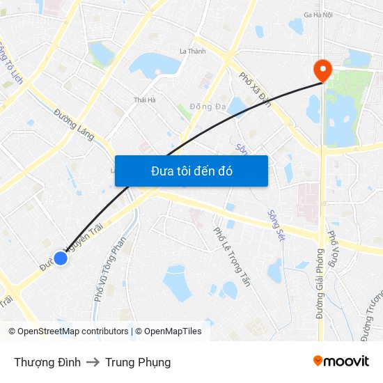 Thượng Đình to Trung Phụng map