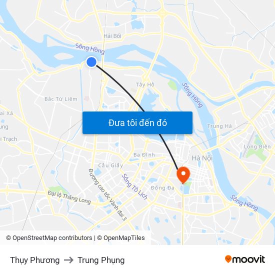 Thụy Phương to Trung Phụng map