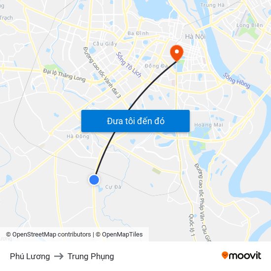 Phú Lương to Trung Phụng map