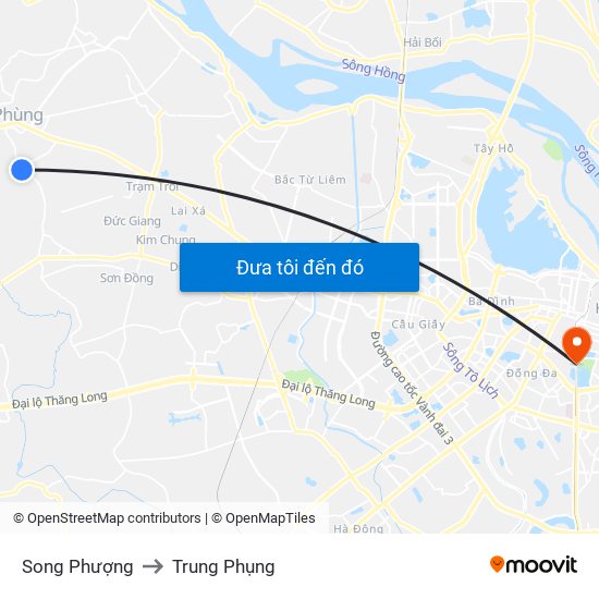 Song Phượng to Trung Phụng map