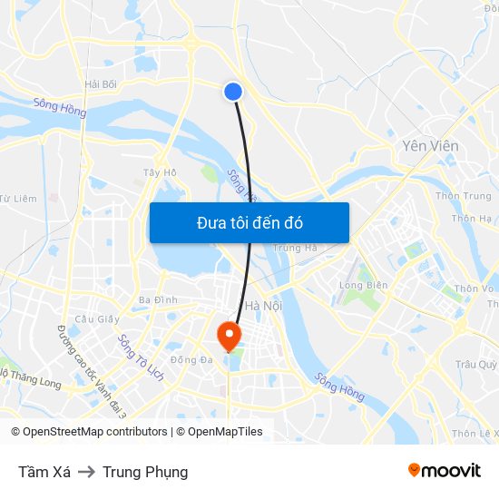 Tầm Xá to Trung Phụng map