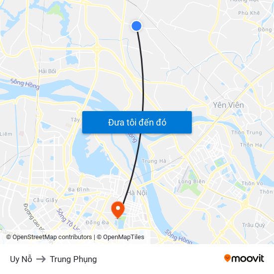 Uy Nỗ to Trung Phụng map