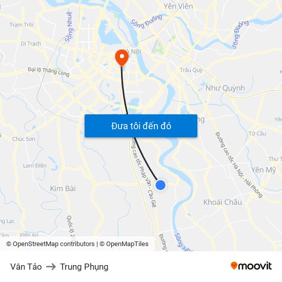 Vân Tảo to Trung Phụng map