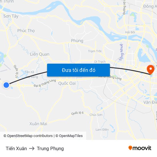 Tiến Xuân to Trung Phụng map