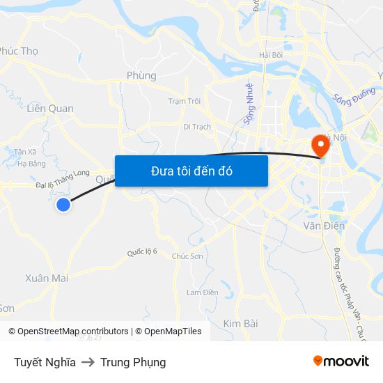 Tuyết Nghĩa to Trung Phụng map