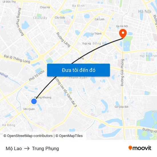 Mộ Lao to Trung Phụng map