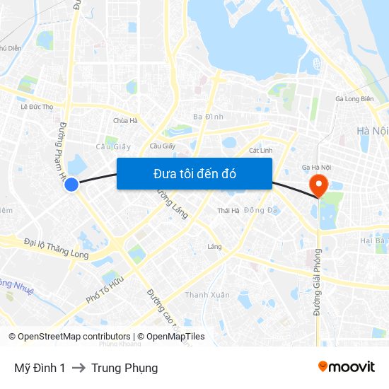 Mỹ Đình 1 to Trung Phụng map